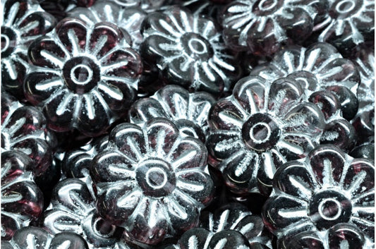 奥特莱斯 10克雏菊花珠，18 x 18毫米，R0239 银衬 (R0239-54301)，玻璃，捷克共和国