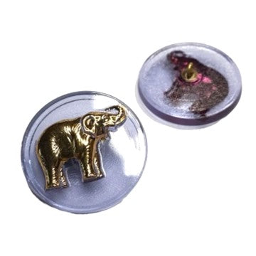 象の飾りが付いた手描きガラスボタン ​​1個、サイズ 14 (31.5 mm)、ガラス、チェコ共和国