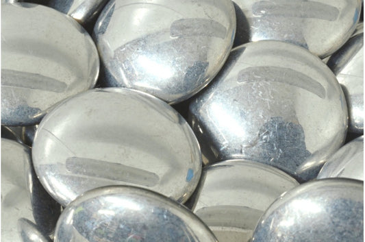 Cabochon Beads, Black Crystal Silver Half Coating (23980-27001), Glass, Czech Republic