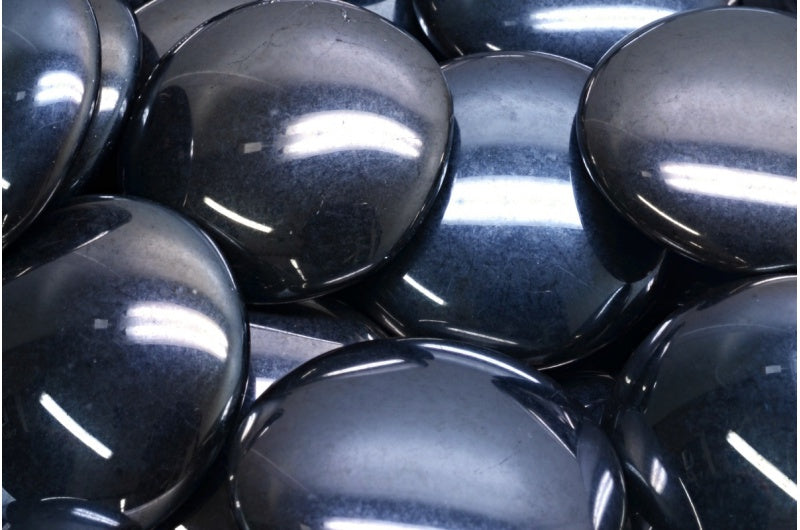 Cabochon Beads, Black Chrom (23980-27401), Glass, Czech Republic