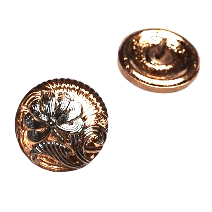 1 pcs Hand Painted Glass Buttons with ornament, size 8 (18 mm), Glass, Czech Republic