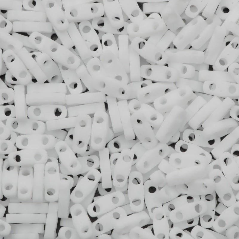 ミユキ ティラ/ハーフティラ/クォーターティラ 2穴ビーズ マット不透明ホワイト (QTL402F) ガラス製 日本製