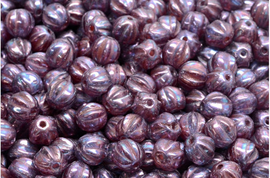 Melon Beads, Orange Nebula (R0912-15001), Glass, Czech Republic