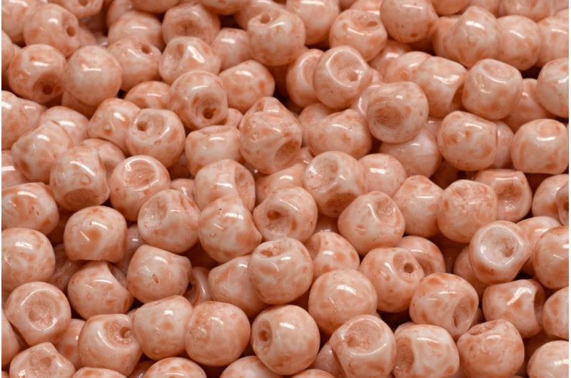Mushroom Button Beads, White Opal Light Pink Peach (02020-34305), Glass, Czech Republic