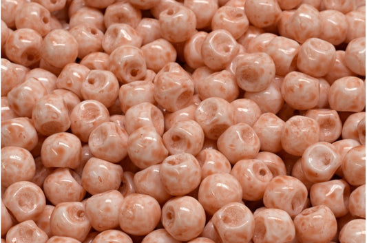 Mushroom Button Beads, White Opal Light Pink Peach (02020-34305), Glass, Czech Republic