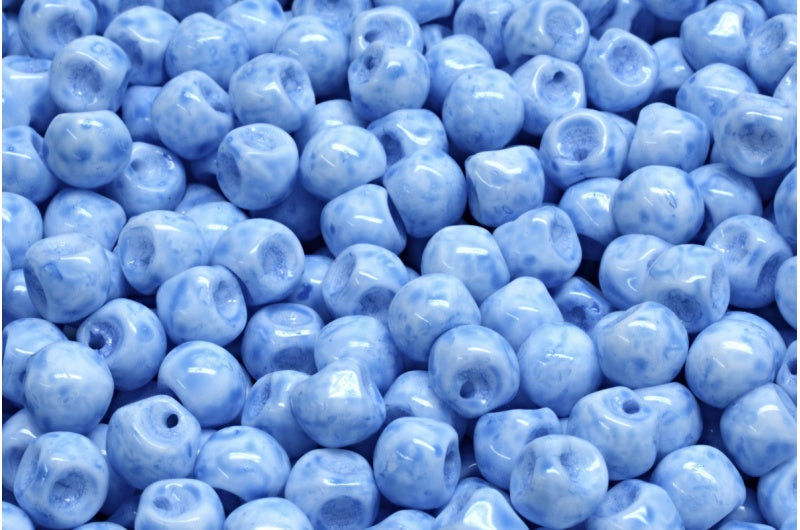 Mushroom Button Beads, White Opal Light Blue (02020-34307), Glass, Czech Republic