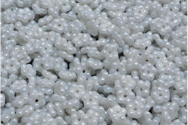 Forget Me Not Beads, White Opal 34301 (02020-34301), Glass, Czech Republic