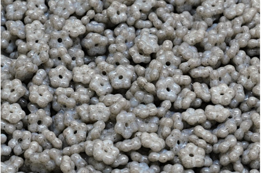 奥特莱斯 10克勿忘我珠，5 x 5毫米，白蛋白石银灰色（02020-34312），玻璃，捷克共和国