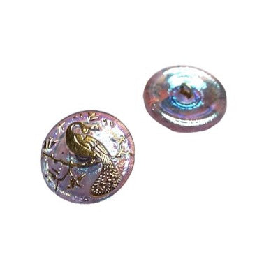 1 pcs Hand Painted Glass Buttons with ornament, size 10 (22.5 mm), Glass, Czech Republic