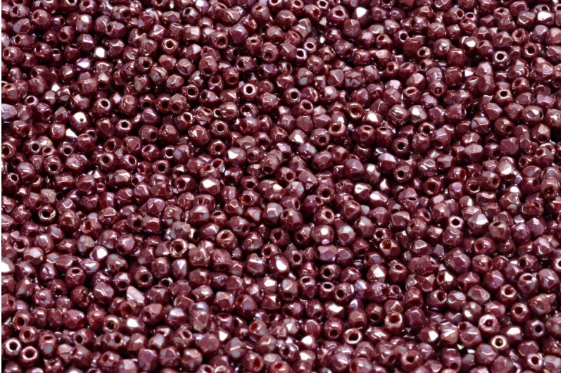 Faceted Round Fire Polished Beads, Opaque Red Nebula (93200-15001), Glass, Czech Republic