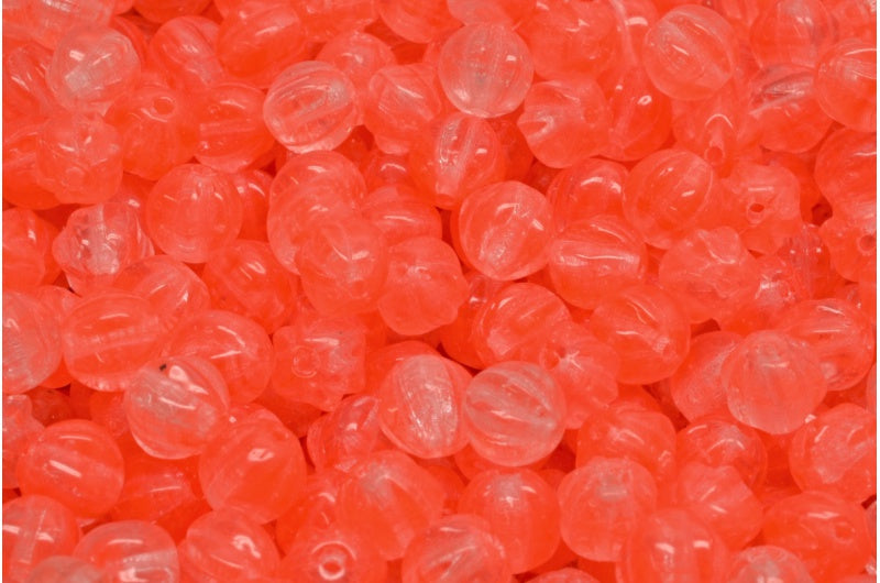 Melon Beads, Orange (R0912), Glass, Czech Republic