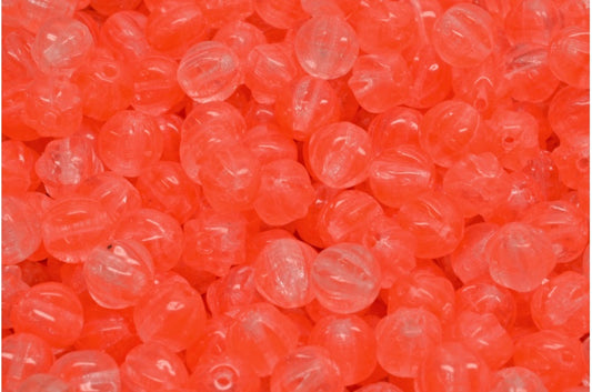 Melon Beads, Orange (R0912), Glass, Czech Republic