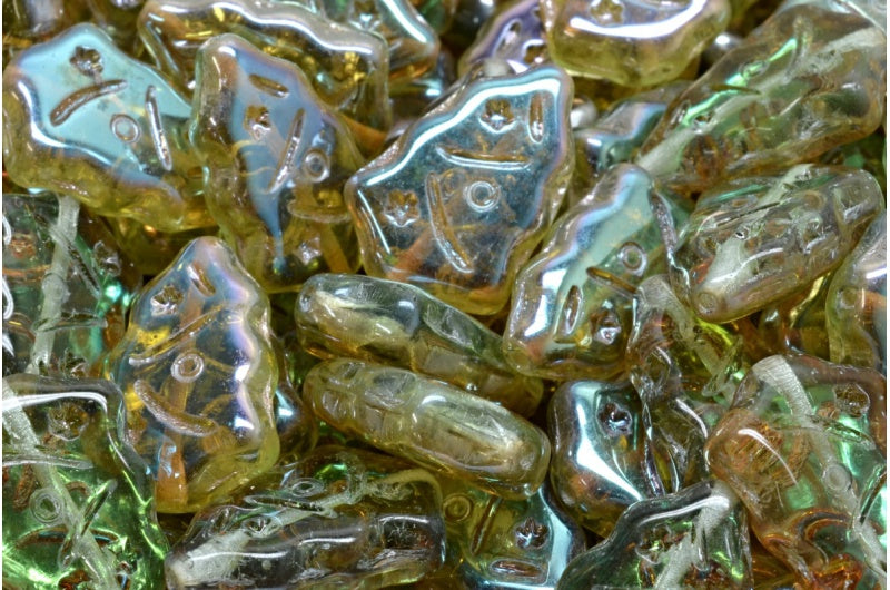 Christmas Tree Beads, Transparent Green 22501 (50500-22501), Glass, Czech Republic