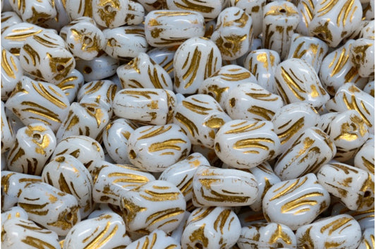 Mini Tulip Beads, White Gold Lined (02010-54302), Glass, Czech Republic
