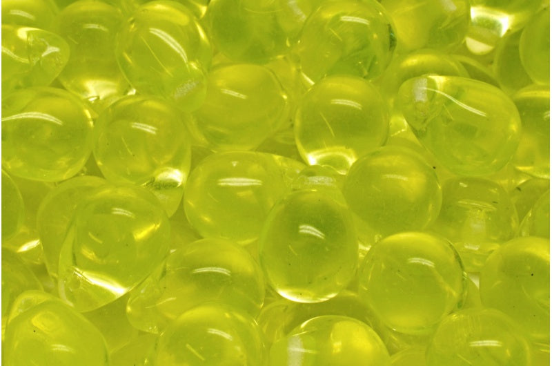 Teardrop Beads, Transparent Yellow (80130), Glass, Czech Republic