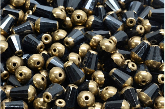 Faceted Fire polished Teardrop Beads, Black Brass (23980-90215), Glass, Czech Republic