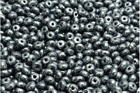 Rondelle Druck Beads, Black 86700 (23980-86700), Glass, Czech Republic