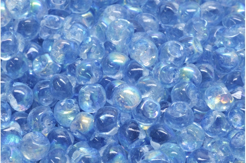Mushroom Button Beads, Crystal Ab Light Blue (00030-28701-34307), Glass, Czech Republic