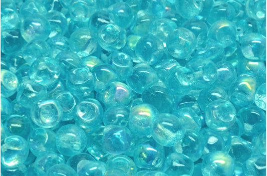 Mushroom Button Beads, Crystal Ab Light Aqua Blue (00030-28701-34308), Glass, Czech Republic