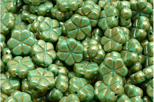 Garland Flower Beads, Turquoise 86710 (63130-86710), Glass, Czech Republic