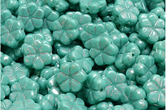 Garland Flower Beads, Turquoise 86700 (63130-86700), Glass, Czech Republic