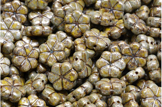 Garland Flower Beads, Yellow Travertin 34301 (83120-86800-34301), Glass, Czech Republic