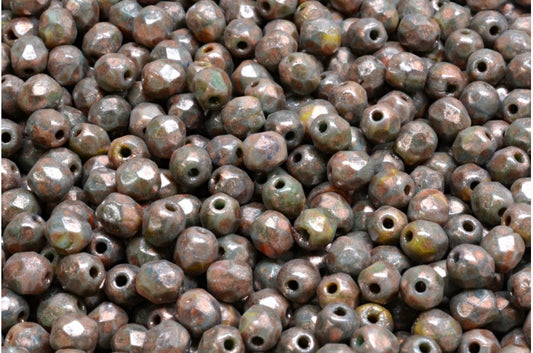 Faceted Round Fire Polished Beads, R1212 86750 (R1212-86750), Glass, Czech Republic