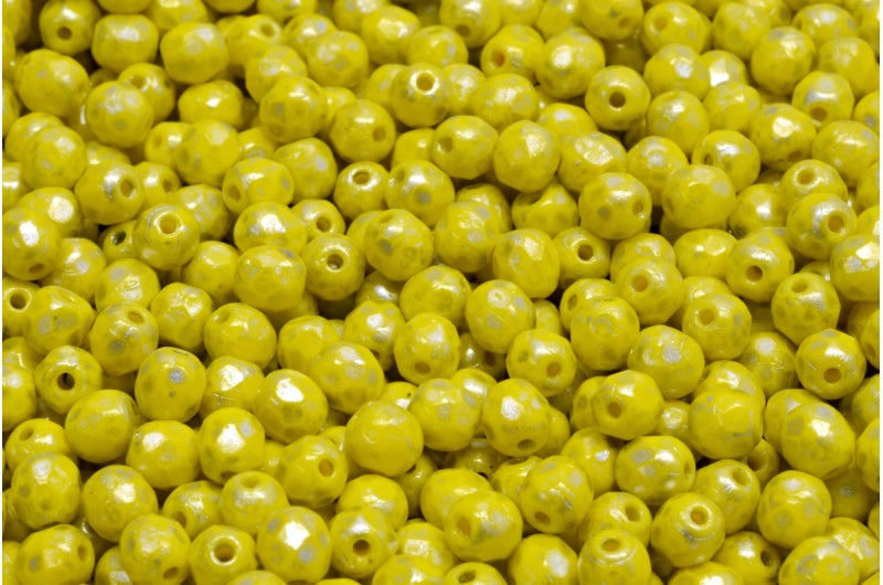 Faceted Round Fire Polished Beads, Yellow 86700 (83120-86700), Glass, Czech Republic