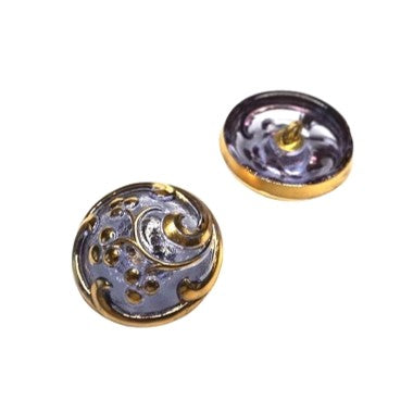 1個 ハンドペイントガラスボタン（飾り付き）、サイズ10（22.5 mm）、ガラス、チェコ共和国