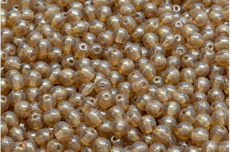 Round Druck Beads, Transparent Light Amethyst Light Yellow (20040-34302), Glass, Czech Republic