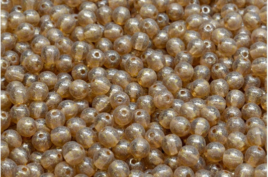 Round Druck Beads, Transparent Light Amethyst Light Yellow (20040-34302), Glass, Czech Republic