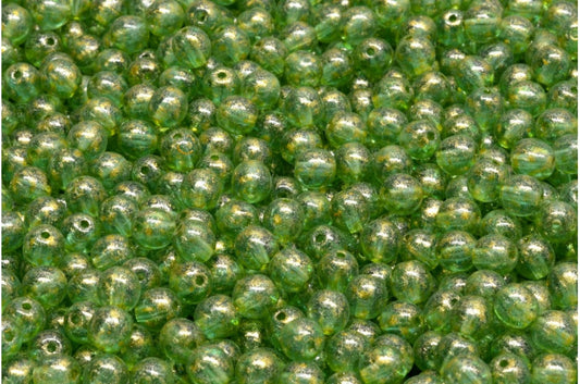 Round Druck Beads, Transparent Aqua Light Yellow (60020-34302), Glass, Czech Republic