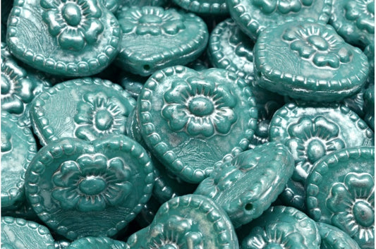 OUTLET 10克玫瑰心形珠子，17 x 17毫米，63134 银色飞溅 (63134-86700)，玻璃，捷克共和国