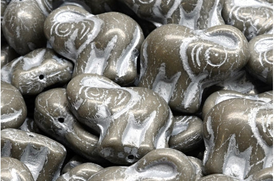 Elephant Beads, Opaque Gray Silver Lined (43030-54301), Glass, Czech Republic