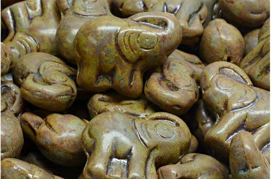 Elephant Beads, Opaque Gray Travertin (43030-86800), Glass, Czech Republic