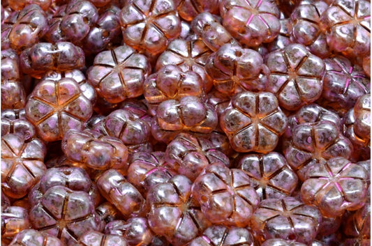 Garland Flower Beads, Crystal Pink Beige Luster Spotted (00030-65323), Glass, Czech Republic