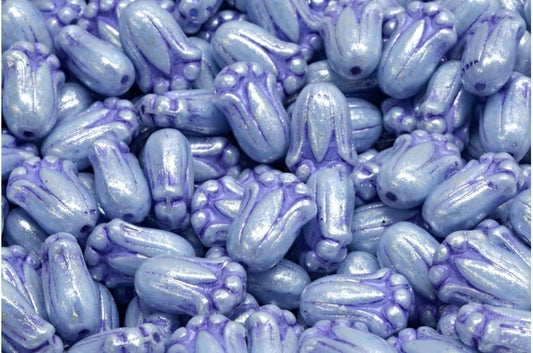 Tulip Bud Beads, Light Blue 43810 34301 (33000-43810-34301), Glass, Czech Republic