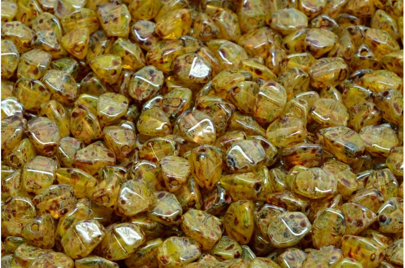 Pinch Beads, Yellow Travertin (R0812-86800), Glass, Czech Republic