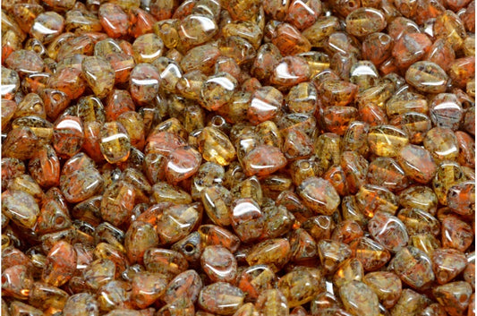 Pinch Beads, Orange Travertin (R0912-86800), Glass, Czech Republic