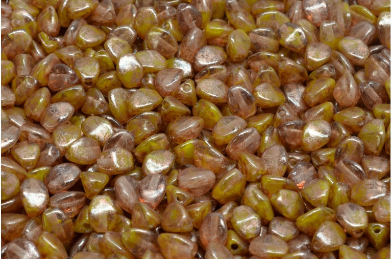 Pinch Beads, Yellow Copper Splash (R0812-86750), Glass, Czech Republic