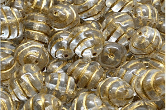 Lined Oval Beads, Crystal Gold Lined (00030-54302), Glass, Czech Republic