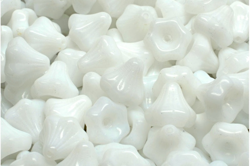 フラワーベルビーズ、ホワイト（02010）、ガラス、チェコ共和国