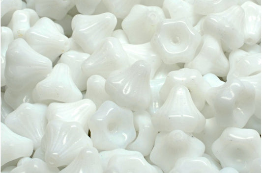 フラワーベルビーズ、ホワイト（02010）、ガラス、チェコ共和国