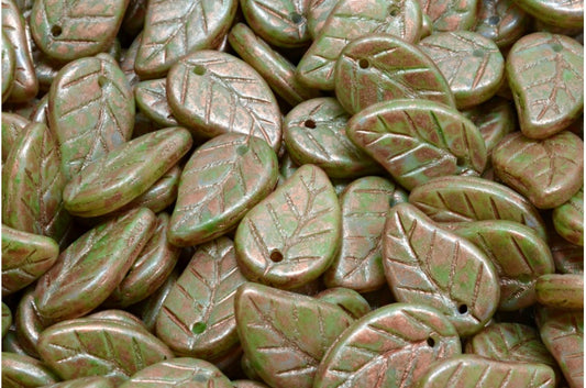 Leaf Pendant Beads, White 84310 86750 (02010-84310-86750), Glass, Czech Republic