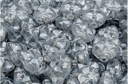 OUTLET 10 grams Cat Muzzle Beads, 13 x 13 mm, Crystal Silver Lined (00030-54301), Glass, Czech Republic