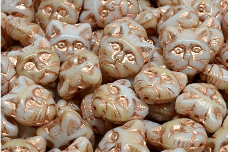 OUTLET 10 grams Cat Muzzle Beads, 13 x 13 mm, 7114 Copper Lined (07114-54307), Glass, Czech Republic