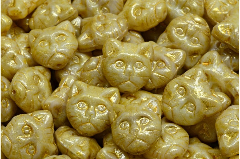 Cat Muzzle Beads, Mixed White Lavender Light Yellow (07224-34302), Glass, Czech Republic