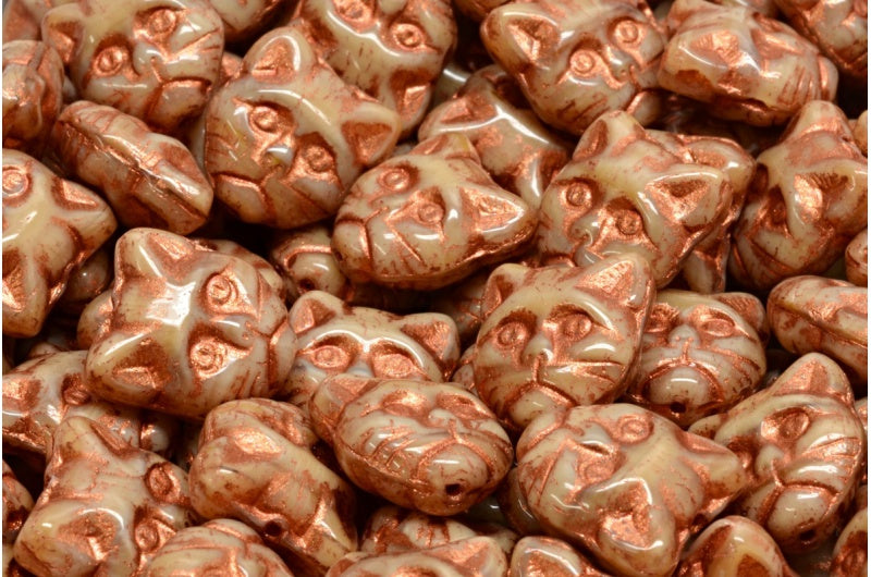 Cat Muzzle Beads, 17113 Copper Lined (17113-54319), Glass, Czech Republic