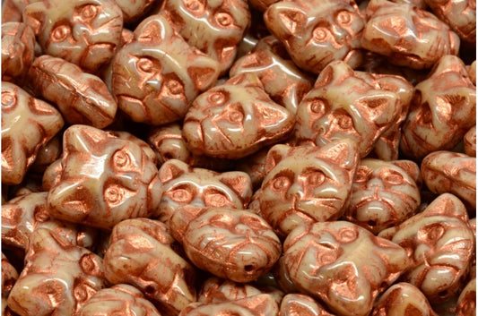 OUTLET 10 grams Cat Muzzle Beads, 13 x 13 mm, 17113 Copper Lined (17113-54319), Glass, Czech Republic