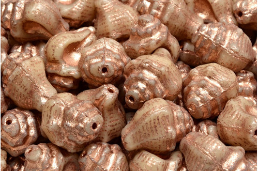 Murex Shell Beads, Beige Copper Lined (13020-54318), Glass, Czech Republic